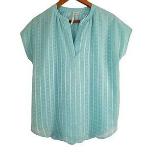 LC LAUREN CONRAD TOP BLOUSE  V-NECK COLLARDLESS BLUE SIZE S Sleeveless women's